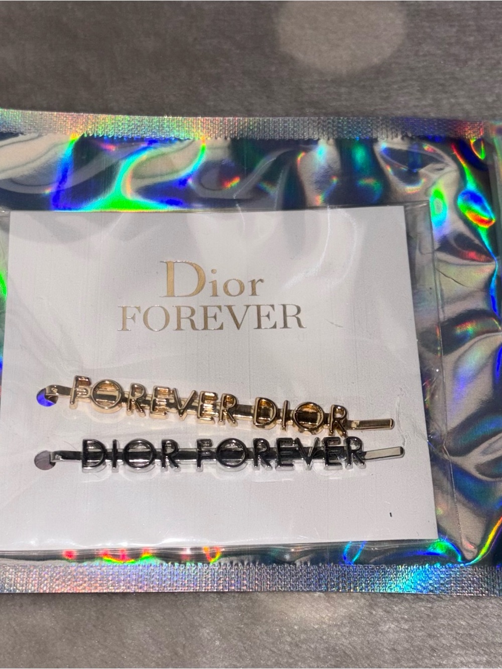 Dior FOREVER Logo Hair Pins - Gold & Silver Tone - NEW